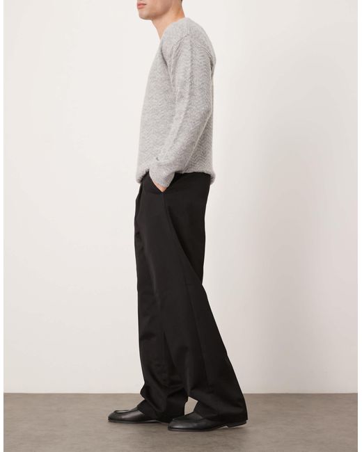 ASOS Black Smart Wide Leg Pants With Front Pleats for men