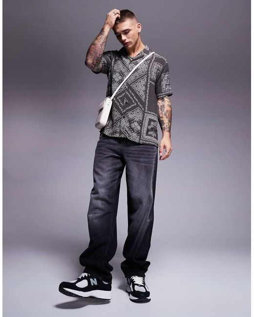 River Island Gray Short Sleeve Shirt for men