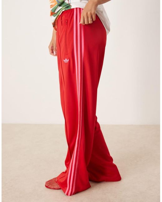 Pantalones De Chándal Rojos Y Rosas Firebird Loose De Adidas Originals de color Red