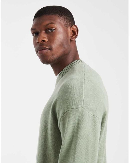 Hollister Green Boxy Knitted Jumper for men