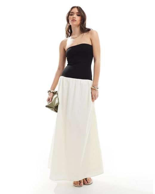 Robe bustier longue bicolore à taille basse - et crème 4th & Reckless en coloris White