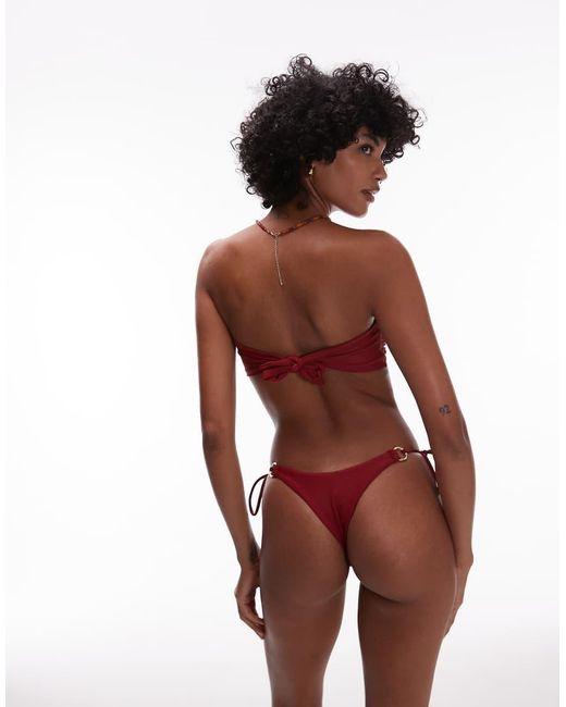 TOPSHOP Red Thailand Bandeau Bikini Top With Metal Trim