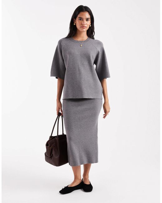 Object Gray – kurzärmliger, strukturierter strickpullover