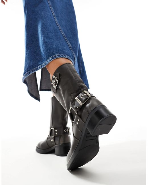 Steve Madden Blessing Pull On Biker Boots Distressed Leather in Blue Lyst Australia