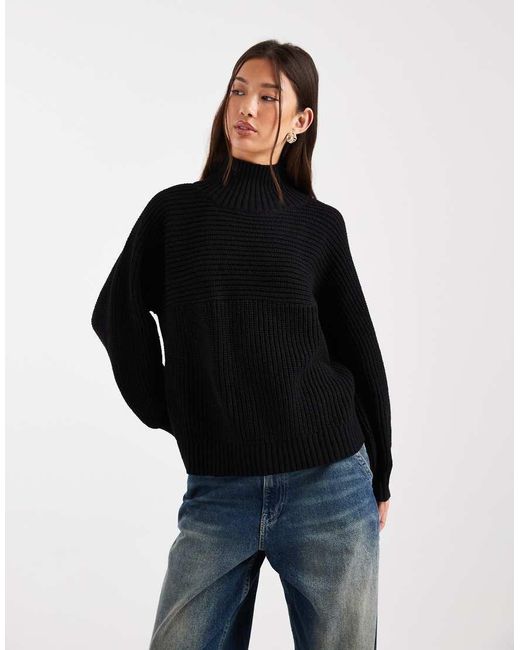 Monki Black Libby High Neck Jumper