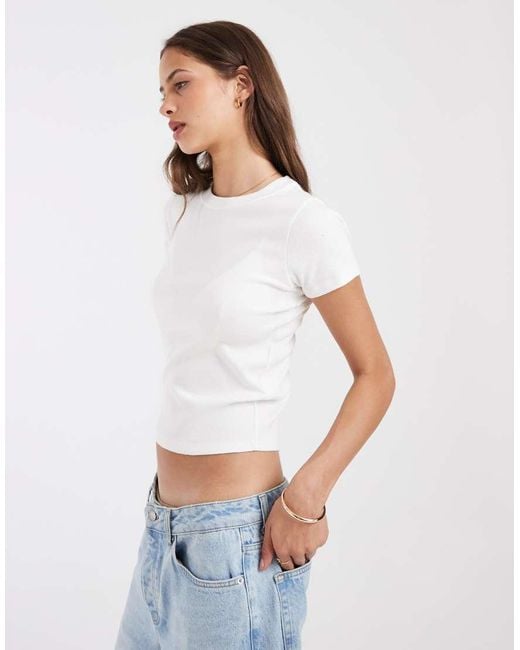 Hollister White Ribbed Baby Tee