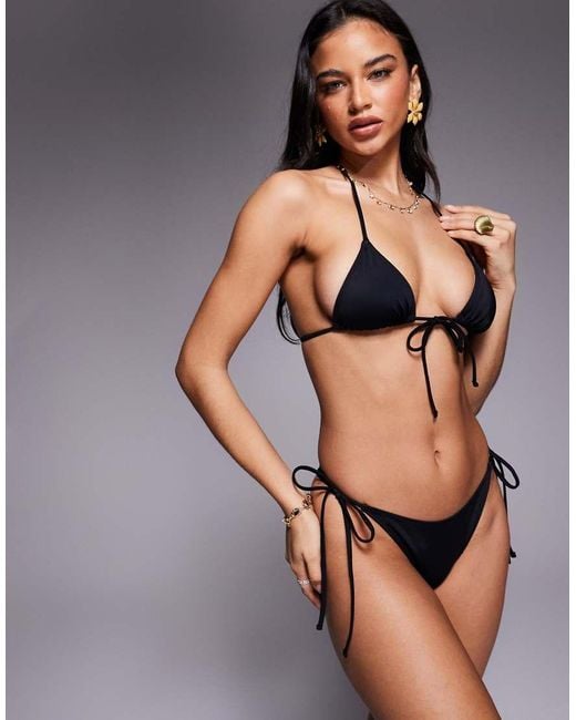 ASOS Gray Maya Santorini Tie Front Soft Triangle Bikini Top
