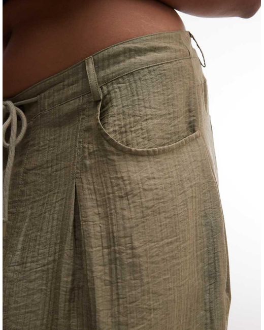 ASOS Green Asos Design Curve Textured Drawstring Waist Balloon Trouser