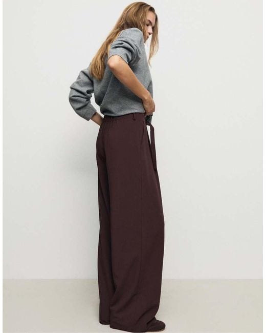 Stradivarius White Smart Wide Leg Trousers With Buckle Detail