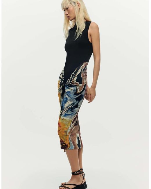 Desigual Natural Sleeveless Printed Dress