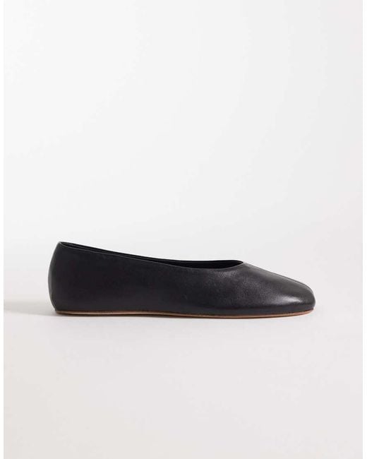Mango White 100% Leather Ballet Pumps