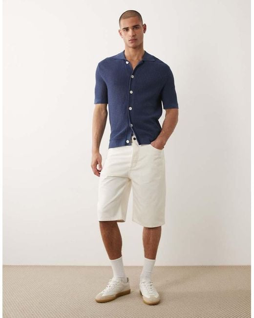 SELECTED Blue Knitted Button Cardigan for men