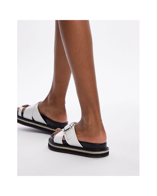 Sandalias blancas estilo alpargatas con diseño efecto piel TOPSHOP de color Natural