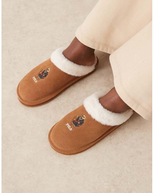 Polo Ralph Lauren Natural Kayleigh Scuff Bear Flats Slipper