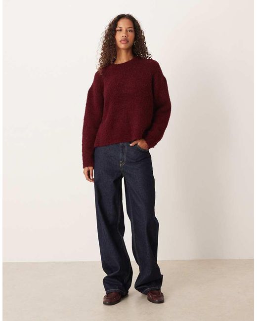 ASOS Red Boxy Boucle Crew Neck Jumper