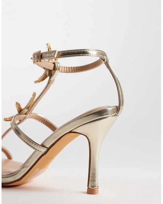 SEQWL Natural Lolly Heeled Sandals With Starfish Emblishment