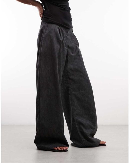 Weekday Black Dara Low Waist Wide Leg Trousers With Front Pleats