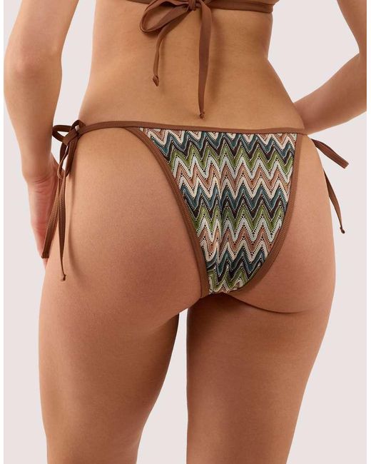 Wolf & Whistle Brown Jara Knitted Chevron Tie Side Bikini Brief