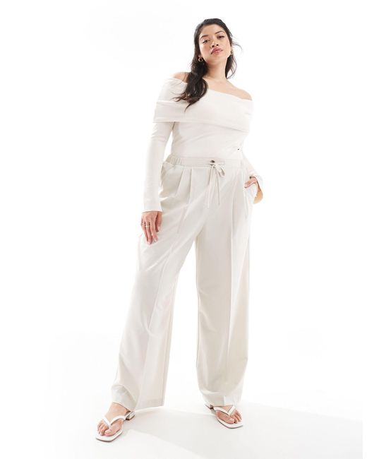 Asos design curve - pantalon ajusté facile à enfiler - crème ASOS en coloris White