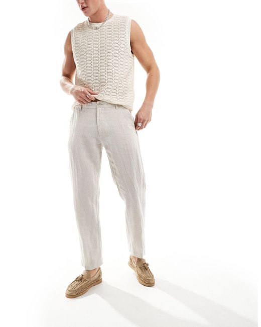 Pantaloni da abito slim fit di SELECTED in Natural da Uomo