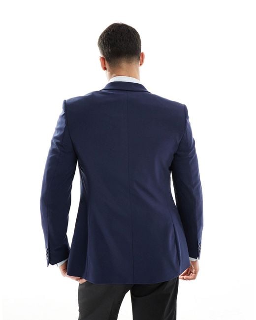 ASOS Blue Skinny Double Breasted Suit Jacket for men