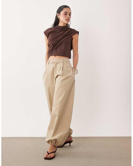 ASOS Natural Asymmetric Cape Detail Crop Top