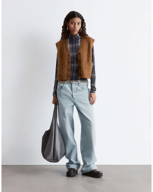 & Other Stories Brown Mohair And Wool Hairy Knit Waistcoat Tank