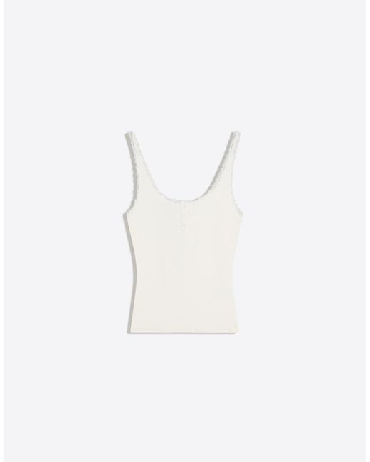 Bershka White Lace Henley Strap Top