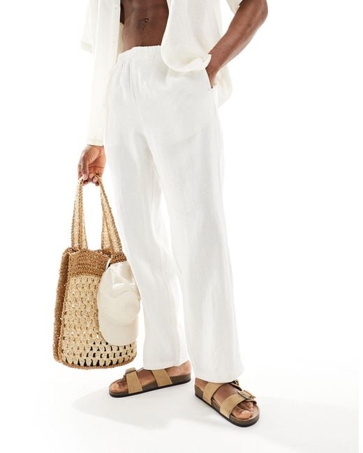 Weekday White Seth Linen Blend Trousers for men