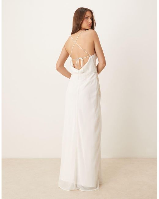Hope & Ivy Natural Embellished Cross Back Cami Maxi Dress