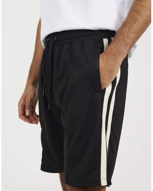 Brave Soul Black Double Side Stripe Jersey Shorts for men
