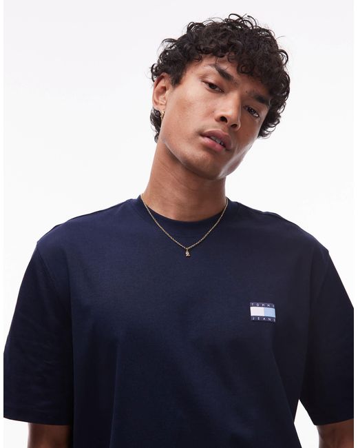 Tommy Hilfiger Blue Oversized Logo Backprint T-Shirt for men
