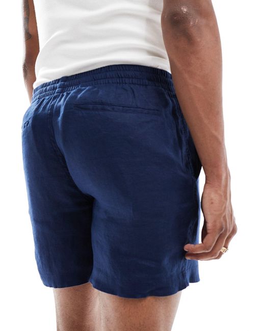 Polo Ralph Lauren Blue Prepsters Icon Logo Linen Shorts for men