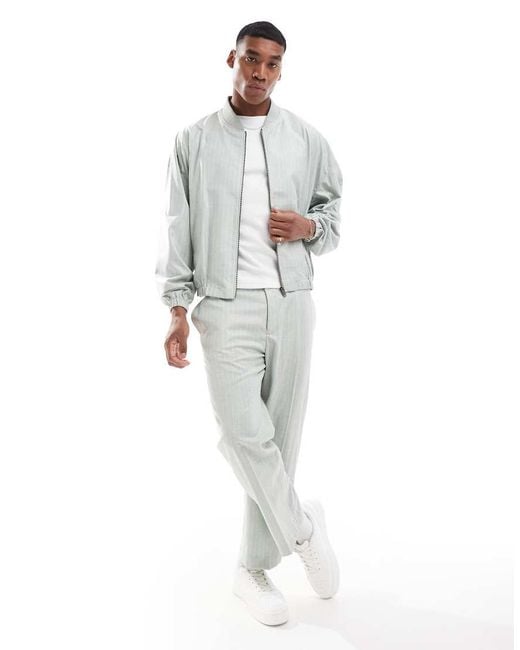 ASOS White Smart Co-ord 80s Bomber Jacket for men