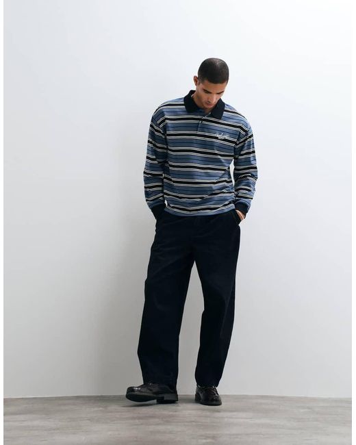 Carhartt Blue Devitt Long Sleeve Rugby Shirt for men