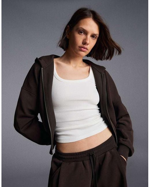 Bershka Black Petite Modal Barrel Trousers