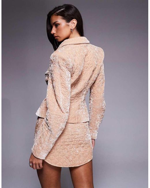 ASOS Natural Co-Ord Velvet Quilted Jacket