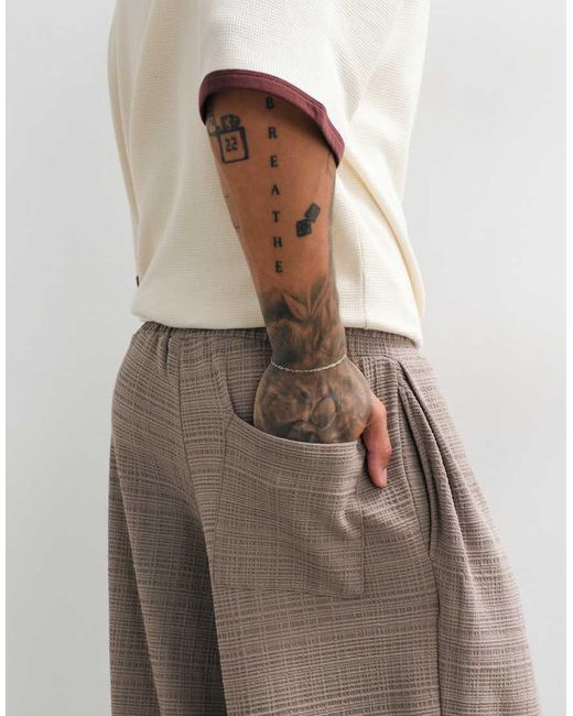 ASOS White Oversized Balloon Textured jogger With Side Pleat for men