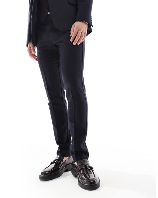 ASOS Blue Skinny Suit Trousers With Wool for men