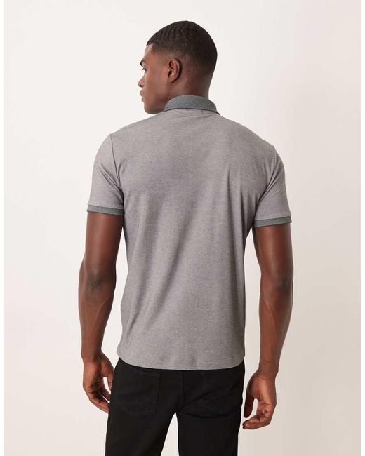 SELECTED Gray Zip Polo Shirt for men