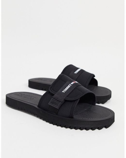 Tommy Hilfiger Black Velcro Slider With Logo for men