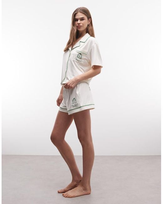 Juicy Couture Natural Chateau Logo Pyjama Shirt And Shorts