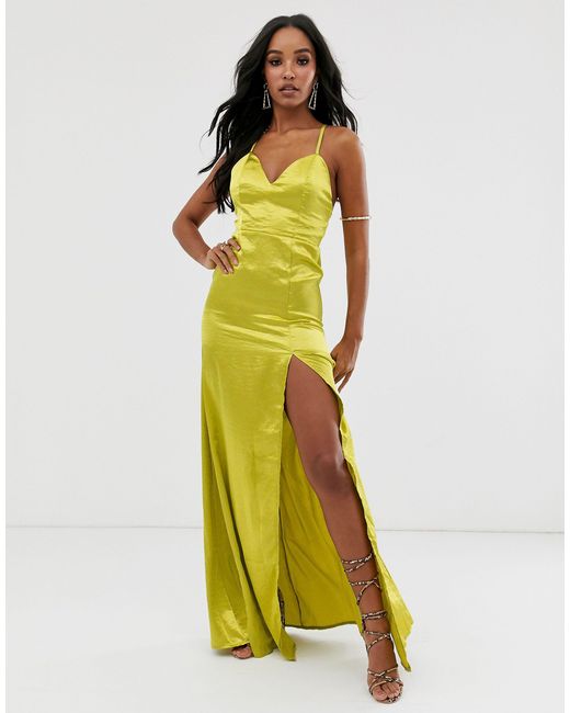 plunge front maxi dress