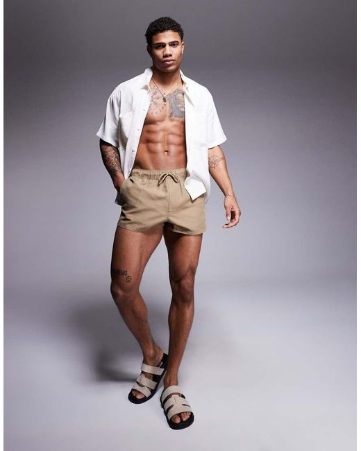 ASOS Superkorte Zwemshort in het Natural voor heren