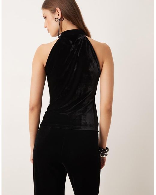 Mango Black Velvet Cut Out Top Co-ord