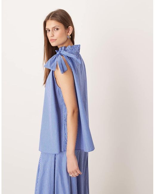 Glamorous Blue Ruffle Halterneck Smock Top