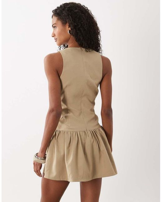 Motel Natural Makana Plunge Mini Dress