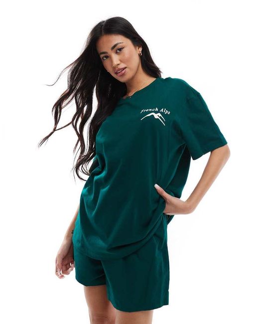 Conjunto De Pantalones Cortos Estilo Bóxer Y Camiseta Extragrande De ASOS de color Green
