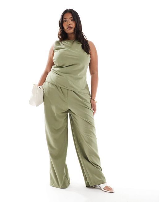 ASOS Green Curve Relaxed Straight Leg Pants