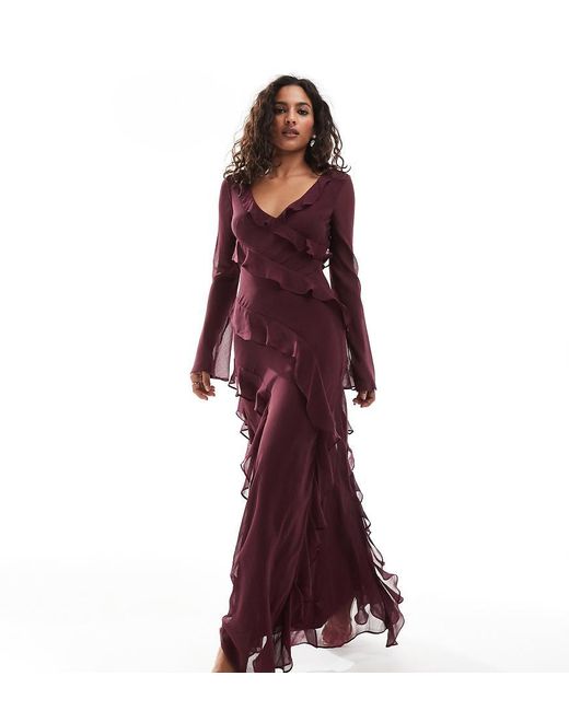 Forever New Red Long Sleeve Midaxi Dress